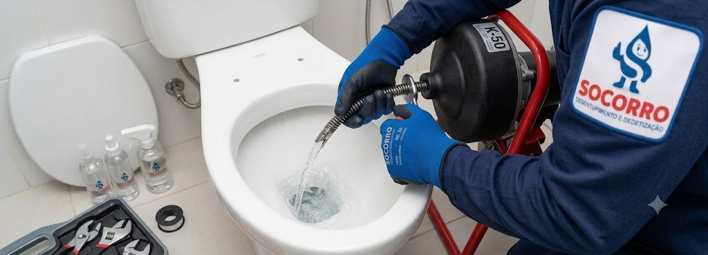 Profissional realizando Desentupidora de Vasos Sanitários em Itajaí